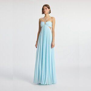 A.L.C. Moira Satin Pleated Maxi Dress